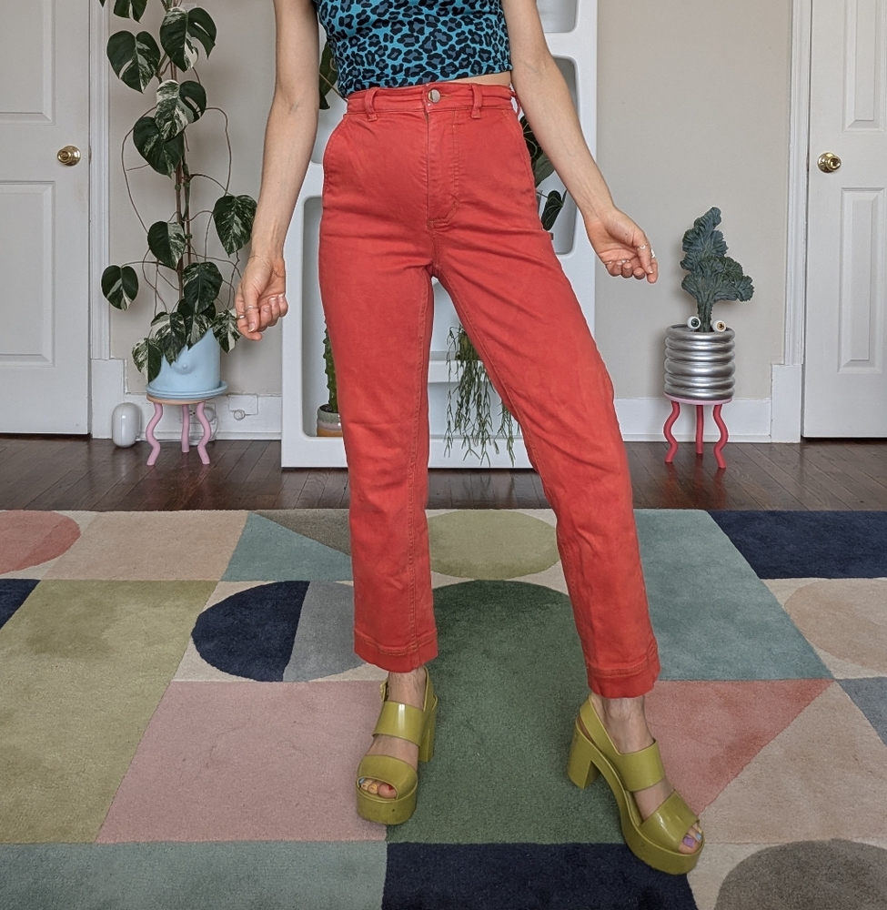 Everlane Red Dyed High-Waisted Upcycled Pants